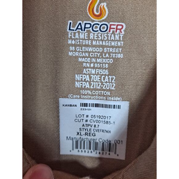 Lapco Fr Mens Brown Cotton Flame Resistant Deluxe Full-Zip‎ Coverall Size XL - Picture 4 of 6